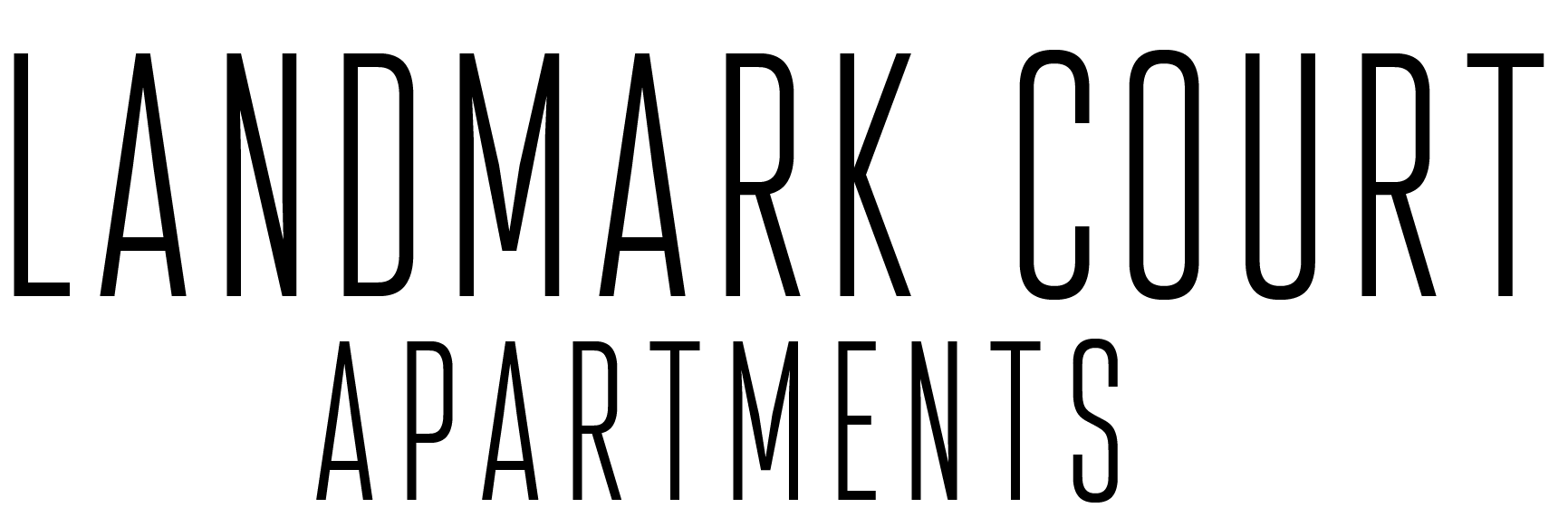 The image displays the words "Landmark Court Apartments" in large, bold letters.